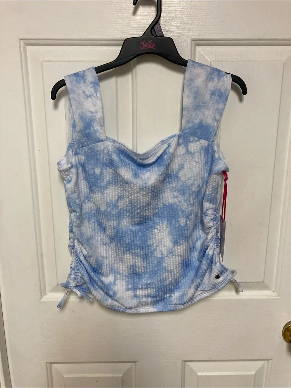 Justice Blue and White Tie-Dye Ribbed Tank